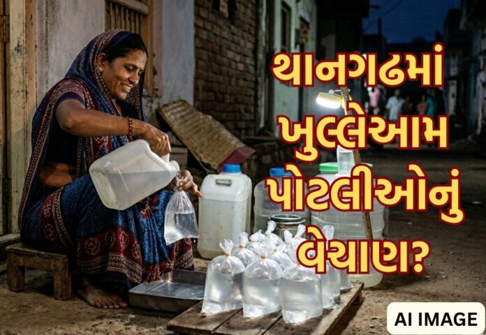 થાનગઢમાં દેશી દારૂની પોટલીઓના વેચાણનો વિડીયો વાયરલ